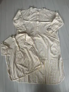 最終値下げ　petit main☆親子でストライプロングシャツコーデ♪