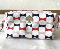 美品　ケイトスペードチェック柄ポーチ レザー