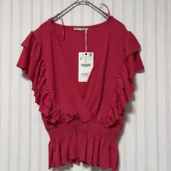 ZARA ザラ フリル カシュクール カットソー ピンク　s