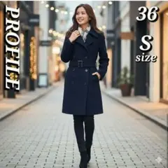 ●PROFILE ブラック ピーコート 36 S アンゴラ ウール 上質