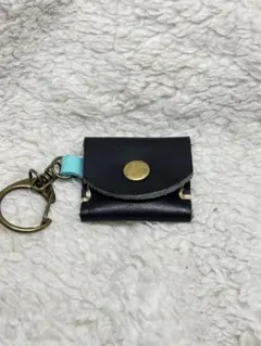 レザーコインケース 黒 キーチェーン付き