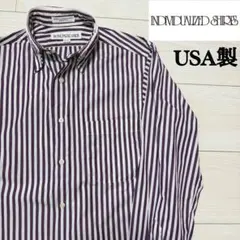 USA製 INDIVIDUALIZED SHIRTS ストライプ　14-32 紫