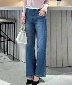 神戸レタス★岡部あゆみさんコラボ★ワイドストレートデニムパンツ★М