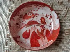 九谷焼 赤絵 人物図皿 14cm アンティーク 和食器 古伊万里風 中皿 1枚のサムネイル