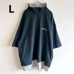 6780ベンデイビス【メンズL】ハーフジップスウェット　刺繍ロゴ　トレーナー半袖のサムネイル