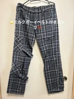 ⭐️ミルクボーイベルト付きグレーチェック柄パンツのサムネイル