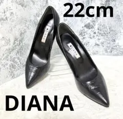 状態良好】DIANA　ダイアナブラックポインテッドトゥ21.5㎝