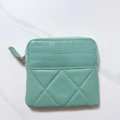 ミントグリーン キルティング コインケース 財布 ウォレット ミニ財布 美品