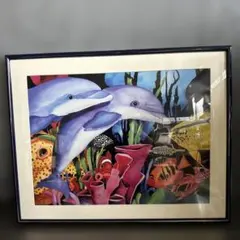 ジョアン・フック 熱帯魚 珊瑚礁 マリンアート 版画 サイン入り 額装