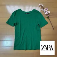 【セール価格】【レディース】【ZARA】【ザラ】【M】Tシャツ 無地 グリーン⭐︎