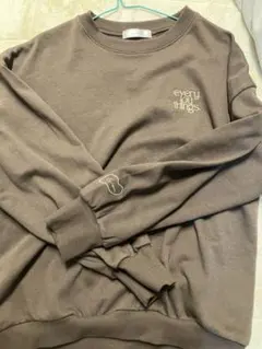 しまむら choco linoluce 刺繍 スウェット S トレーナーブラウン