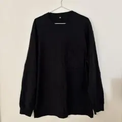 メンズ　UNIQLO ブラック長袖シャツ ポケット付き　XL
