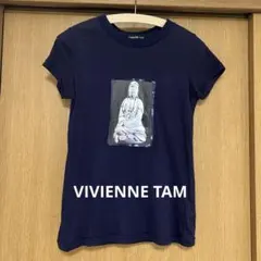 VIVIENNE TAM仏像 観音Tシャツ トップス ネイビー 古着 半袖　美品のサムネイル