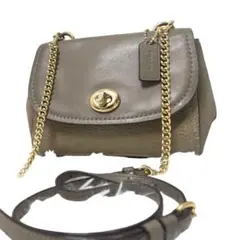 美品 COACH コーチ ショルダーバック チェーンベルト ターンロック