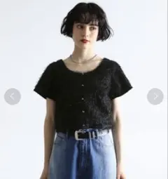 PAGEBOY ページボーイ ラメフェザーショートトップス シャギーカーディガンのサムネイル