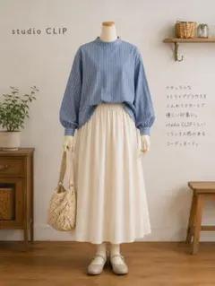 studio CLIP青と白のストライプ 2way長袖シャツのサムネイル