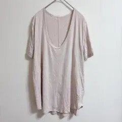 アニューデイ Uネック 半袖 ビッグサイズ 灰桃 テンセル ルームウェア XL