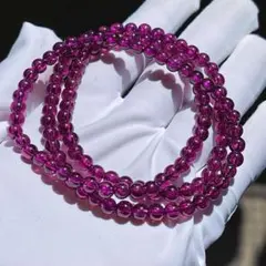 高品質天然無処理ロードライトガーネット3連ブレスレット