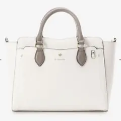 【美品】アンドシュエットクリアポケット付きハートビジュートートバッグ 白