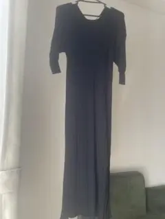 ココディール　ロングワンピース　リブニット　七分袖　ブラック