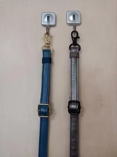 ブルー とブラウンゴールドの合成皮革 ショルダーストラップ