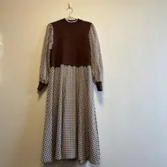 ☆お値下け☆ドッキングロングワンピース 茶 ブラウン M~L 手洗いOK