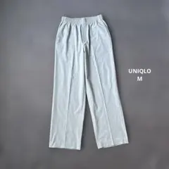 M｜ユニクロ ワイドストレートパンツ　ライトグレー　ウエストゴム　イージーパンツ