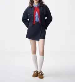 GU デニムラップスコート