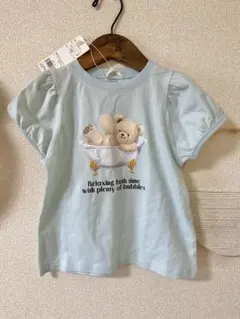 新品 キッズ Tシャツ ライトブルー クマ 110