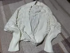 ●2-5奥●カーディガン　ケーブルニット　涼しい　ホワイト　L