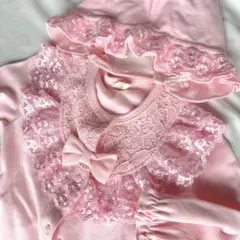ベビー ロンパース 帽子 セット 70 80 ピンク フリル 刺繍 美品