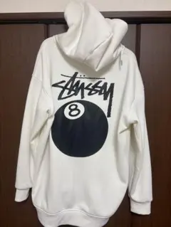 Stussy 8ボール ジップアップパーカー ホワイト L