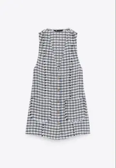 新品未使用タグ付き ZARA テクスチャー ビジュージレツイードワンピース XS