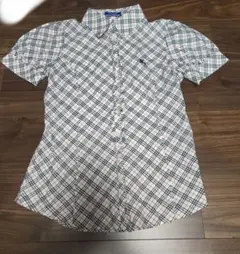 バーバリーブルーレーベル フリルブラウス シャツ ノバチェック