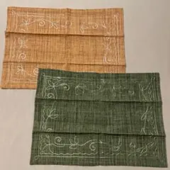 刺繍入りリネン風ランチョンマット2枚セット