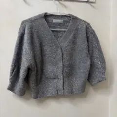 CELFORD セルフォード　グレー ラメVネック カーディガン 五分袖