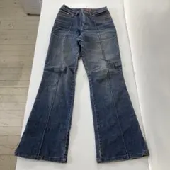 USA製 ブーツカット フレアデニム 牛革パッチ ハラコ ヒゲ ハチノス 