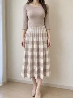 31 Sons de mode バックリボン チェック柄ニットワンピース