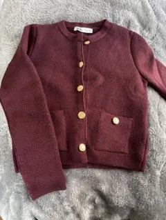 ZARA バーガンディ ボタン付きカーディガン S