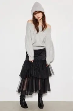 rienda ティアードチュールマーメイドスカート