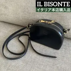 【希少】本革　イルビゾンテ ショルダーバッグ 黒　ブラック レザー　イタリア