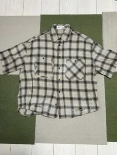 ZARA チェック柄 半袖シャツ ベージュ/グレー