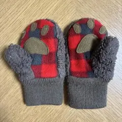 babyGap 赤と黒のチェック ミトン XS/S