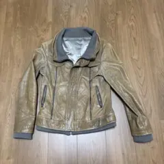 ベージュ レザーライダースジャケット　本革