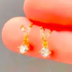 ピアス k18 ゴールド ダイヤモンド アレルギー対応 揺れる 高品質 金18