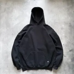 90s USA製 Russell Blank Hoodie Black XXL