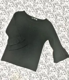 リブカットソー 七分袖　黒　Mサイズ