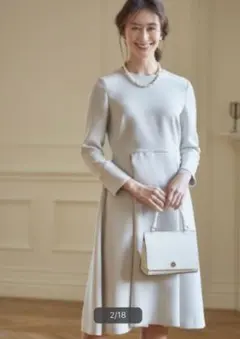 23区　クラッシータック　ワンピース　オンワード グレージュ　クリーニング済 23区 クラッシータック ワンピース オンワード グレージュ