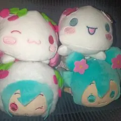 初音ミク×シナモロール　寝そべりぬいぐるみ　桜ver. 桜ミクタグ付き　4種