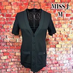 美品☆MISS J 日本製　Vネック　半袖カーディガン　羽織り　上品　ブラックMのサムネイル